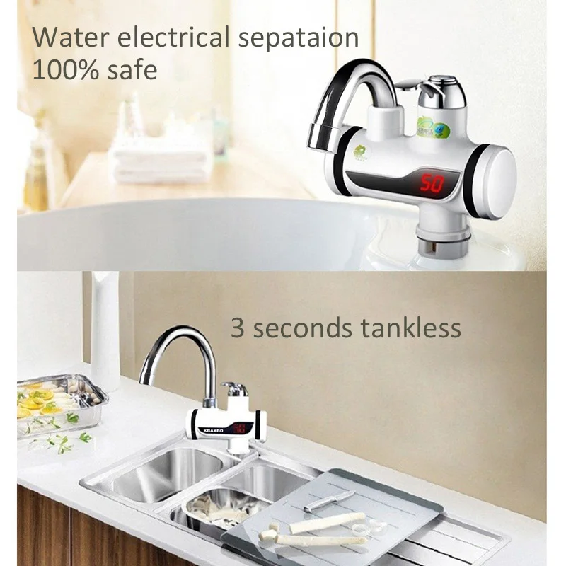 

1pcs KBAYBO 3000W Instant Electric Water Heater Instant Hot Faucet Kitchen Tap Shower Water Heating Instantaneous