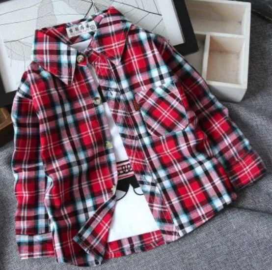 Only shirt Лидер продаж, Детские рубашки для маленьких мальчиков на весну-осень, модная одежда клетчатые хлопковые топы с длинными рукавами, Детская рубашка с отложным воротником - Цвет: Only shirt