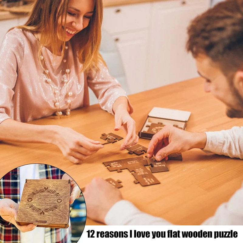 

Деревянный пазл, 12 причин, я люблю тебя, интересная игрушка для обучения мышлению, креативный подарок для мальчиков и девочек, детали, домашн...