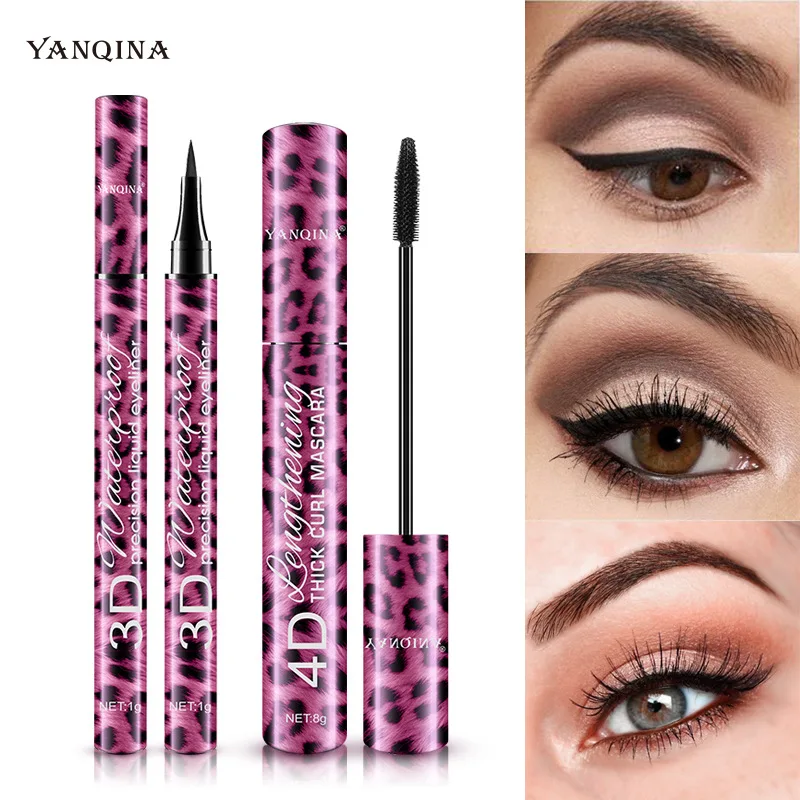 

Leopard print Mascara Eyeliner 2 to 1 makeup set, curled and lengthened mascara beauty eyeliner MAKEUP