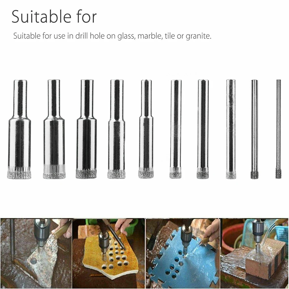 10 шт./компл. 3 14 мм алмазные сверла отверстие пилы резак стекло керамическая