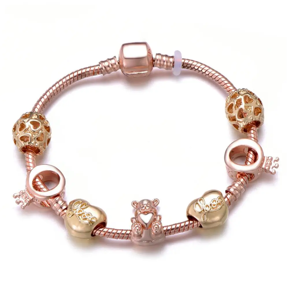 Фото Модный женский браслет розовое золото змея цепочка очаровательный ювелирные