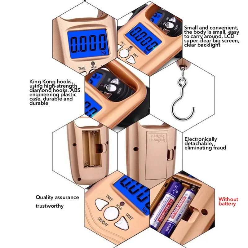 

Mini Luggage Scale Portable Pocket Weighing Scale With Hanging Hook 50kg/110lb Capacity BackLight Electronic Pocket Scales