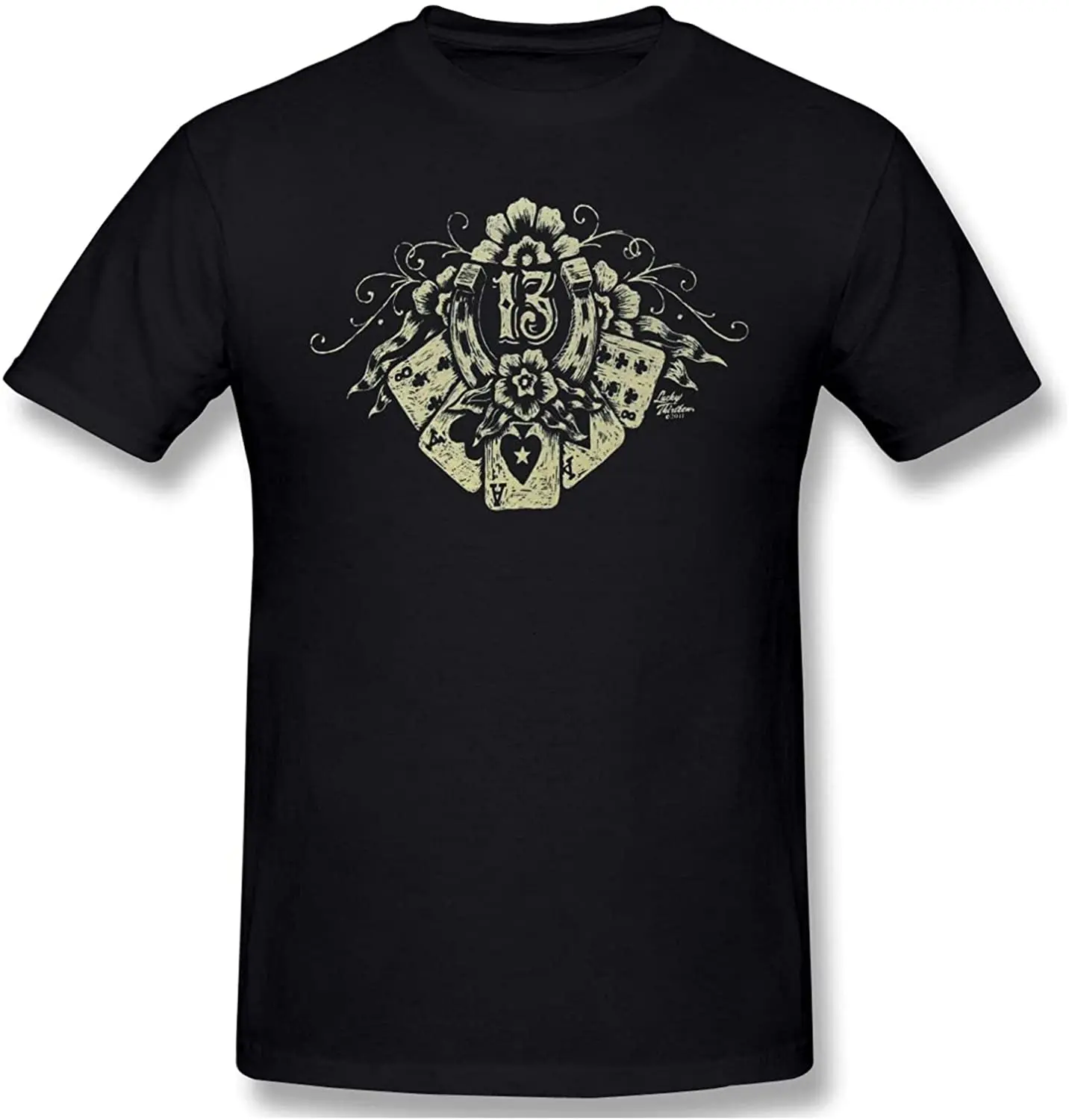 

T-Shirts Unisex 3D Printing 13 Lucky Short Sleeve Round Neck Soft Top Shirt T-Shirt Black Loose And Comfortable