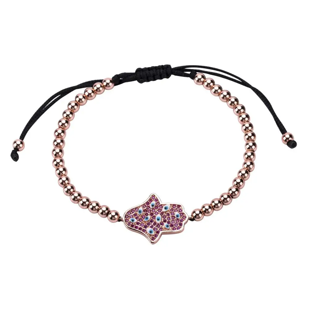 Золотистый браслет сглаза для женщин 2019 CZ Радуга Турецкая черная медь