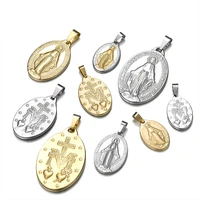 4 size stainless steel virgin mary pendants necklaces for our lady guadalupe medallion collares religious jewelry