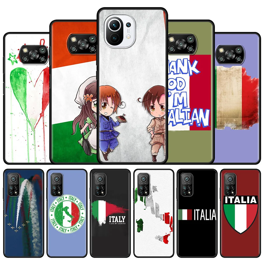 

Silicone Phone Case for Xiaomi Mi Poco X3 Pro M3 Pro 5G F3 Pocophone F1 Funda Capa Back Cover Italy Flag Art