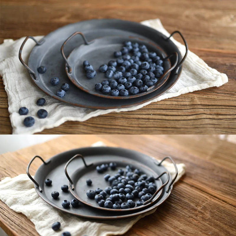 

Vintage Style Metal Serving Tray Basket French Country Dishes Shabby Rustic Home SDF-SHIP