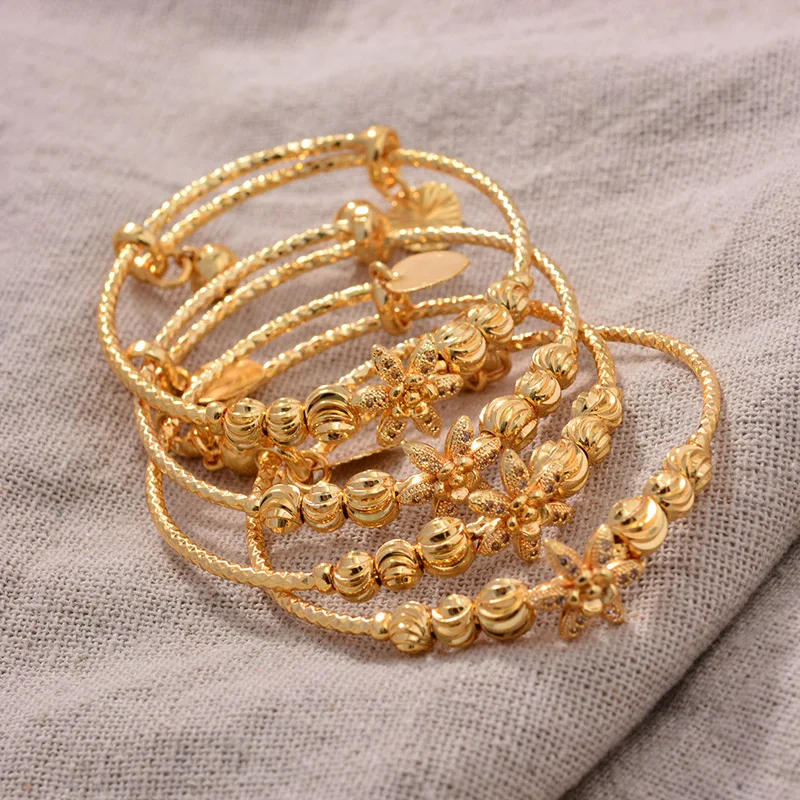 24 к 4 шт. этнические золотые цветные дубайские браслеты для мальчиков и девочек