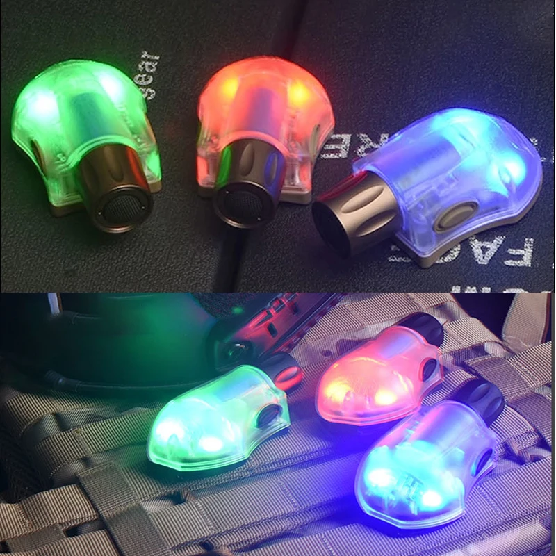 

SPT Element Helmet Signal Light LED Lamp Red Green Strobe Light Tactical Helmet Survival Lamps With Magic Tape Waterproof