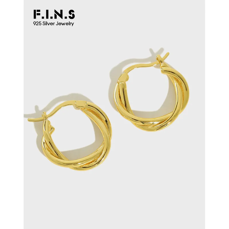 Женские серьги кольца F.I.N.S круглые Винтажные из стерлингового серебра 925 пробы с