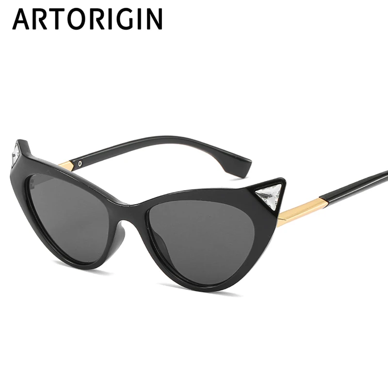 Женские солнцезащитные очки кошачий глаз со стразами роскошные брендовые lunette