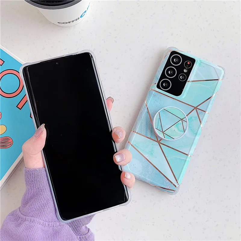 

For Samsung Galaxy S21 Funda Fold Finger Grip Holder For S21 S 21 Ultra S30 Plus 30Ultra S21Case 5G Protective Phone Cover