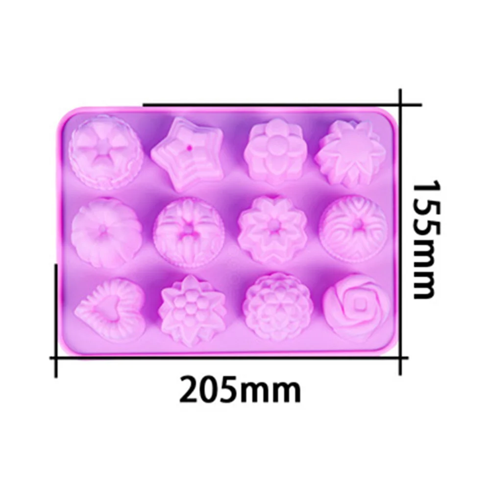 

DIY Epoxy Resin Baking Mold 12 With Rose Pink Silicone Mold Jelly Mold Sweet Home Crafts 3D Pattern Mold Baking Supplies