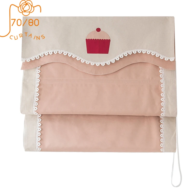 Pink Girl Princess Room Curtain Lifting Roman Curtains for Bedroom Blackout Lift Curtain Partition