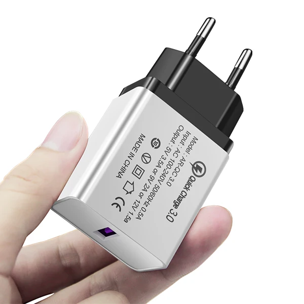 ACCEZZ универсальное 18 Вт быстрое зарядное устройство 3,0 USB зарядное устройство с европейской вилкой QC3.0 быстрое зарядное устройство для мобильного телефона для iPhone samsung Xiaomi LG - Тип штекера: 1-Port EU Black