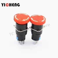 2pcs 16mm emergency stop sptd e 3 pin dpdt e 6 pin stop switch normally no nc emergency stop button switch red