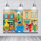 Виниловый фон для студийной фотосъемки Elmo 7x5 футов с изображением Улица Сезам в магазине мира на день рождения