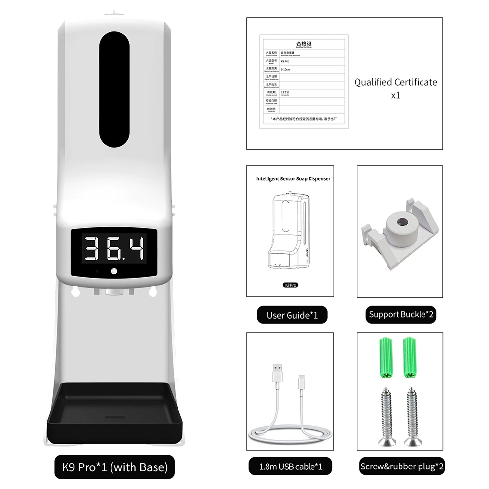 

K9Pro Non-contact Digital infrared thermometer Smart home Sensor Forehead Infrared thermometer Digital hands washing Sanitizer