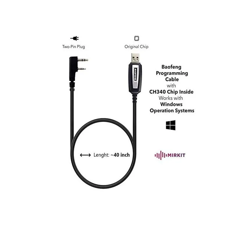 Mirkit Кабель для программирования CH340 чип подходит Baofeng двусторонней ham портативное