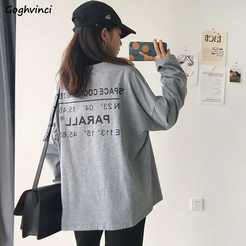 

Футболки женские большого размера, с надписью, мягкие, с длинным рукавом, простые, универсальные, для студентов, топы на каждый день