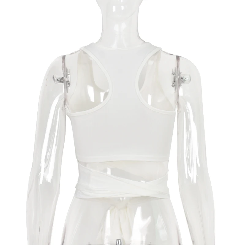 

Fashion 2021 New Style Women's Bandage Shirt Sleeveless Top Square Collar Knitting Wrapped Chest Elastic Party Clothes Blouses