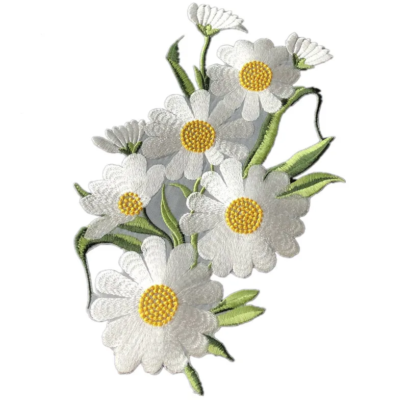 1 шт DIY кружевное ремесло хризантемы из ткани с вышивкой на клею органза вышитая