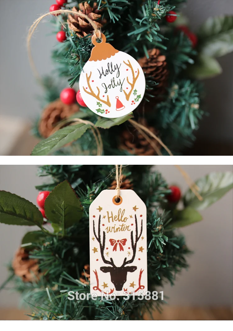 

Christmas Gift Tags,Paper Gifts Tags Printing Merry Chirstmas Christmas Decor Party with Rope 50pcs/lot