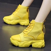 fashion sneaker women cotton blend platform wedge ankle boots comfort tassel shoes increasing height 34 35 36 37 38 39