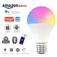 tuya 9w wifi smart light bulb e27 b22 110 220v rgbcw led lamp dimmable with smart life app voice control for google home alexa