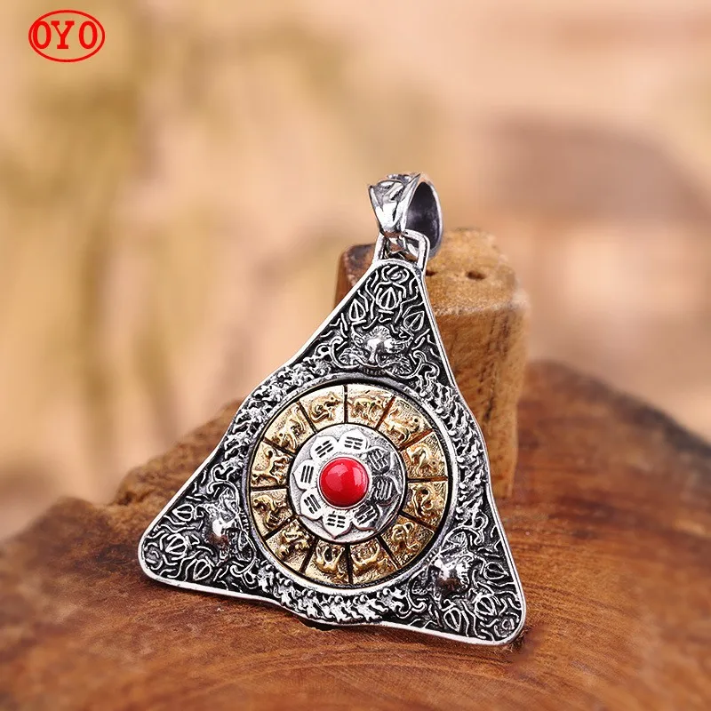 S925 Thai silver Buddhist supplies unisex turning pendant