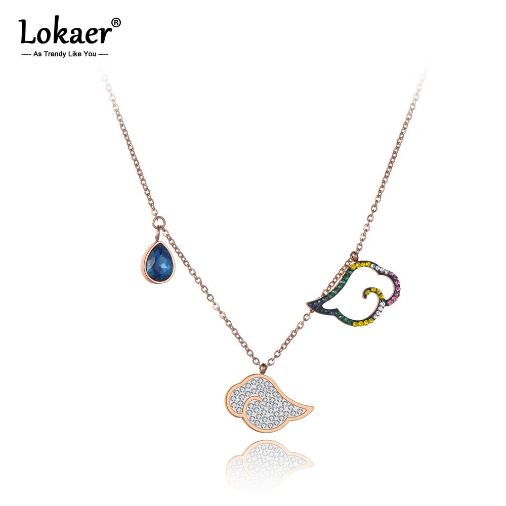 Lokaer Titanium Stainless Steel Colorful CZ Crystal Cloud Choker Necklaces For Women Girls Bohemia Charm Pendant Necklace N19183