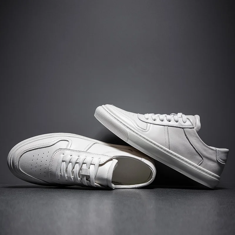Genuine Leather Mens Shoes Street Sneaker Breathable Outdoor Skateboard For Men Luxury White Sneakers Top Quality Footwear | Обувь