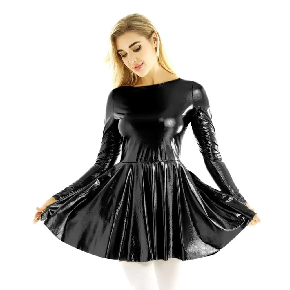 Женское платье-трапеция с длинным рукавом голографическое вечернее мини-платье