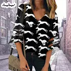 Noisydesignsлетние женские блузки белого цвета с принтом собаки серого цвета, свободная офисная рубашка размера плюс XXL Mujer Blusas на заказ