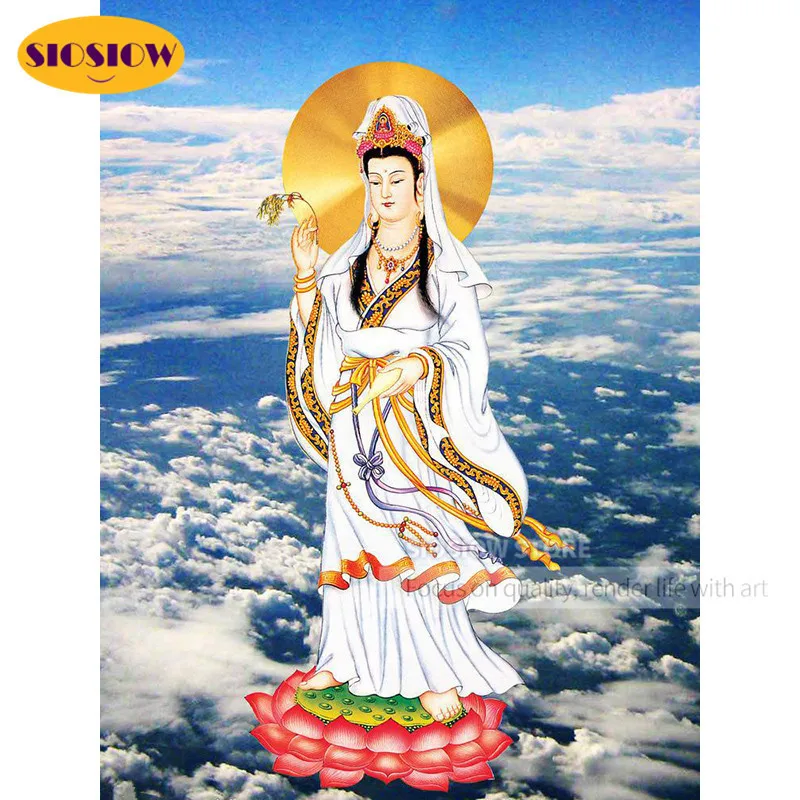 5D DIY религиозная алмазная живопись Kwan Yin Будда Бодхисаттва Full Drill 3D Алмазная