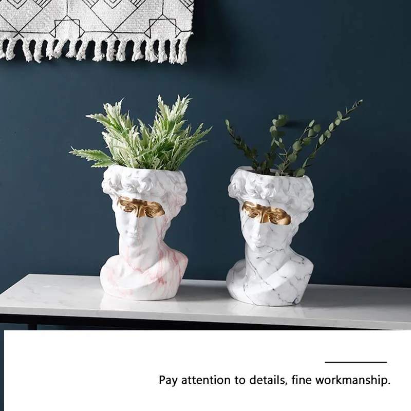 

Ceramic Abstract Art Vase Greece Portrait Sculptures Human Face Resin Flower Pot Home Decoration Flower Arrangement Ornaments