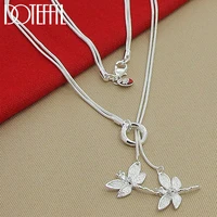 doteffil 925 sterling silver two dragonfly pendant necklace for women snake chain necklace wedding engagement jewelry