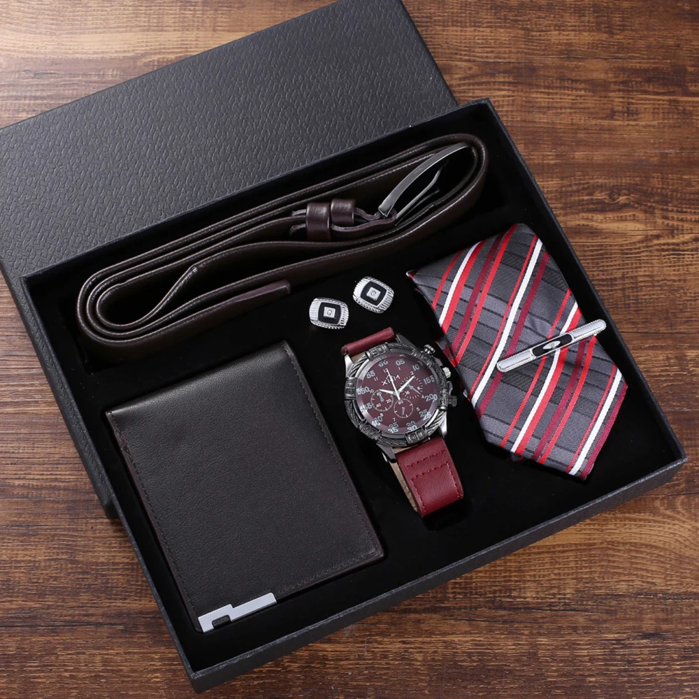 Набор мужских часов 5 шт./компл. модные спортивные мужские часы с кожаным ремешком