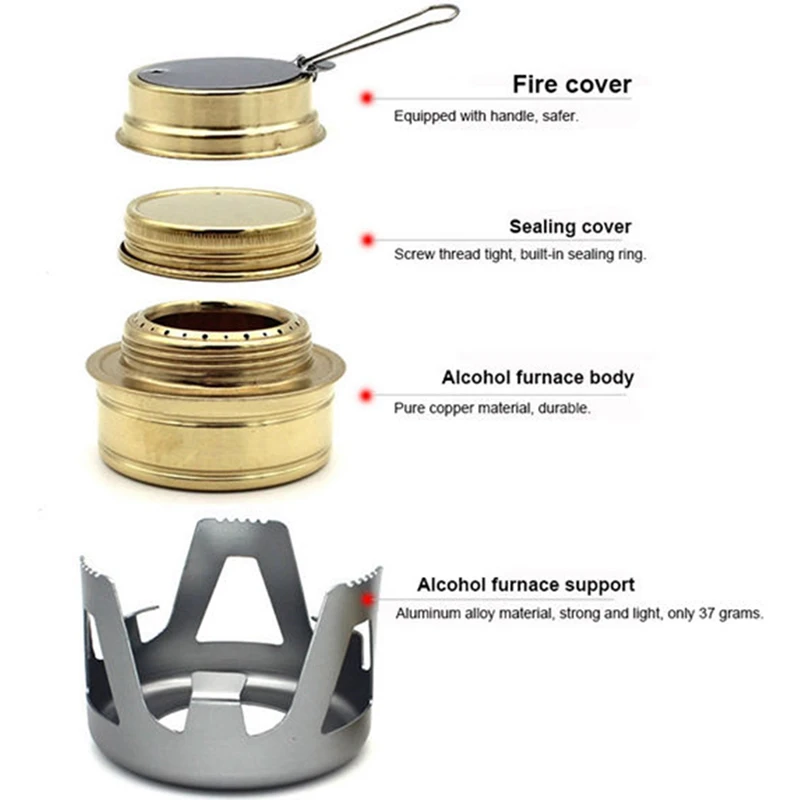 Сверхмощная спиртовая горелка с крышкой из алюминиевого сплава для кемпинга