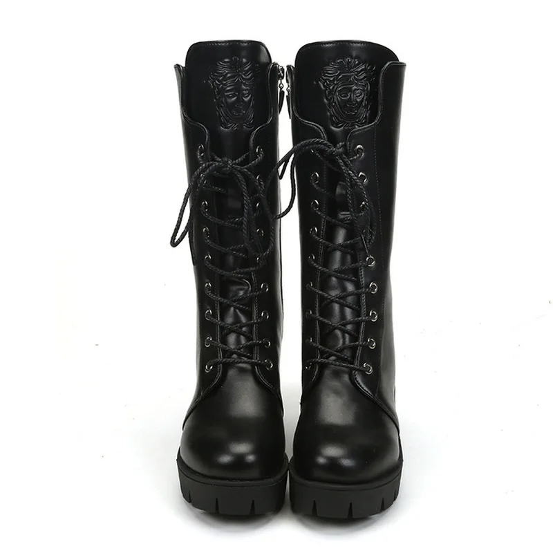 Женские сапоги до колена HOKSZVY теплые из искусственной кожи с хлопковым