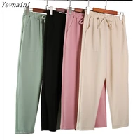 women high waist length pants womens spring summer casual trousers pencil casual pants striped womens trousers green pink 2019
