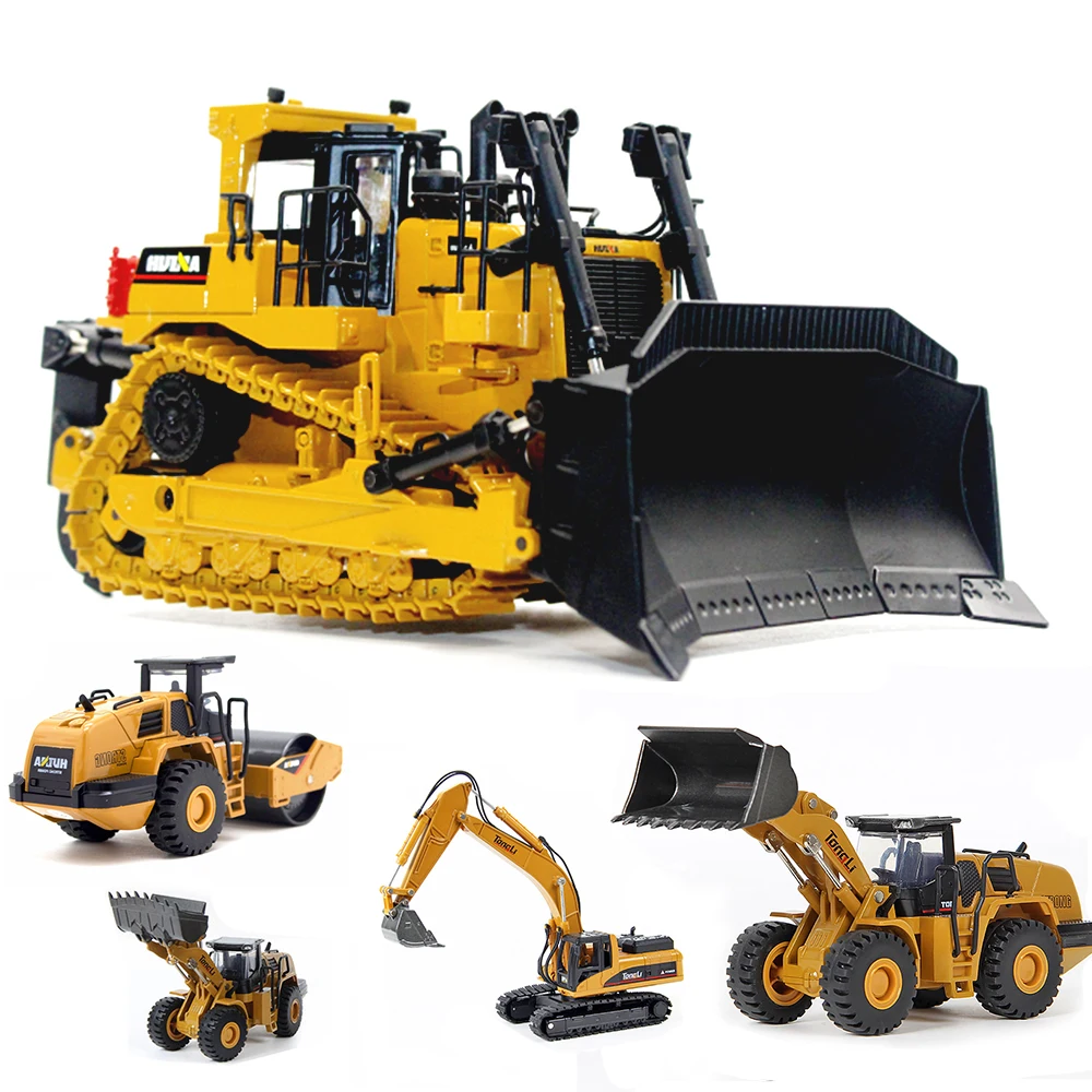 

Huina 1:50 Car Model High Simulation Alloy Excavator Bulldozer Die-cast Pattern Loader Engineering Vehicle Children Toys For Boy