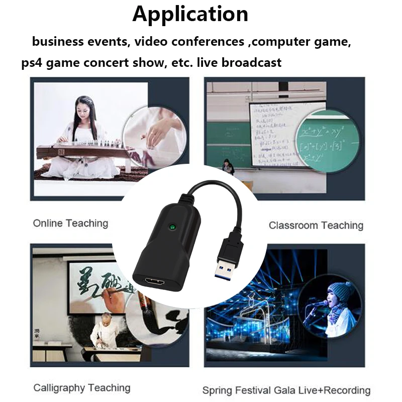 

1080P HDMI Video Capture Device HDMI To USB Video Capture Card Dongle Game Record Live Streaming Broadcast Local