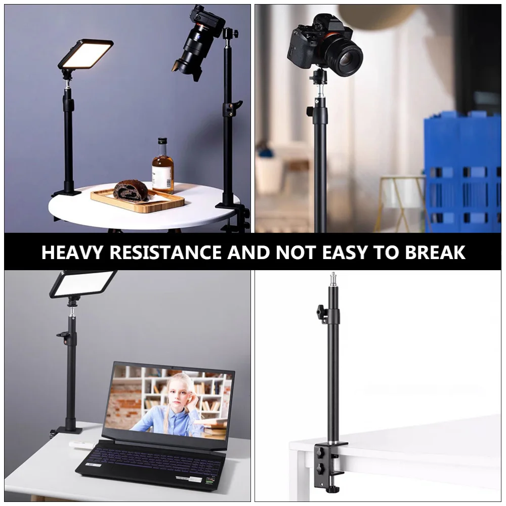 

Tabletop Camera Stand Telescopic Light Stand 1/4 inch Table Clamp Holder