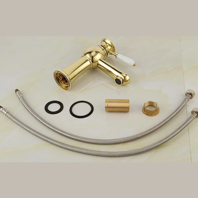 Новинка роскошный золотой смеситель для раковины в ванной комнате латунный