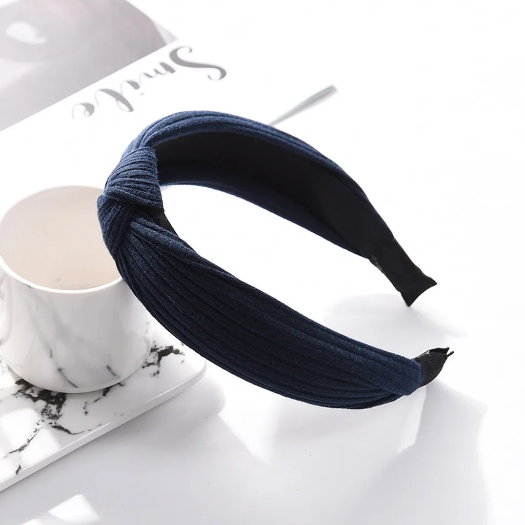 1pc Women Fashion Korean Style Hairband Female Girls Casual Elegant Cloth Cross Hair Band Solid Headwear Accessories #1029 - купить по