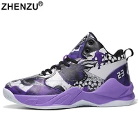 zhenzu 2022 children boys brand leather basketball shoes kids sneakers thick sole non slip sports shoes child basket trainer