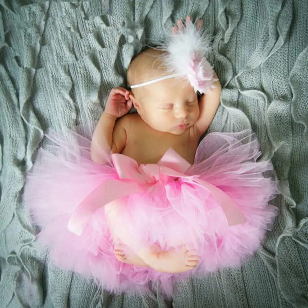 Новорожденный ребенок девочка маленькое платье цветок повязка на голову Студия