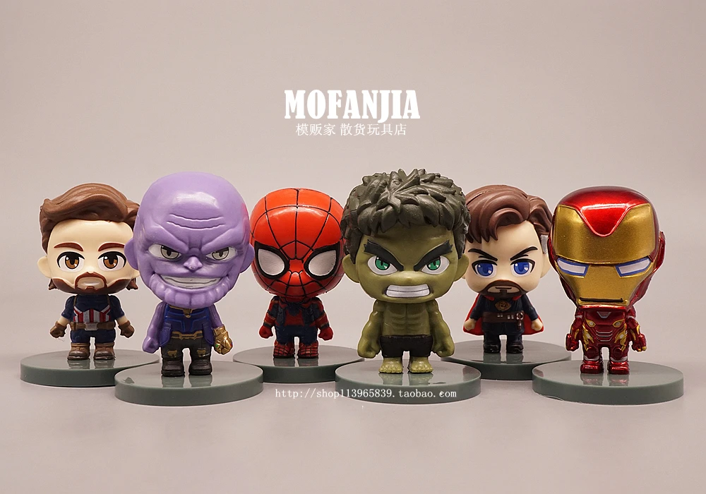 

Hasbro Marvel Action Figure Q Version The Avengers Thanos Iron Man Spider-man Hulk Ornament Model Doll Toys 6